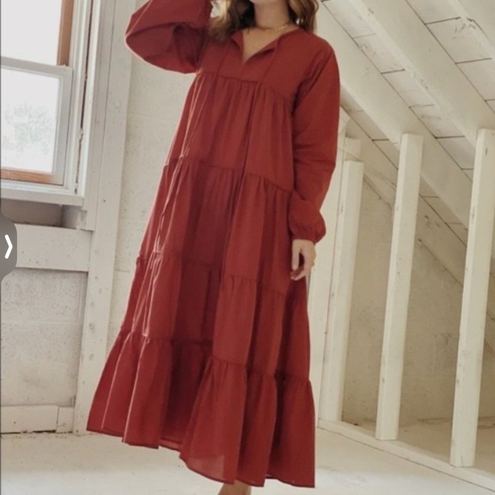 Maelu Cotton Maxi tiered long Dress Sz XS peasant romantic